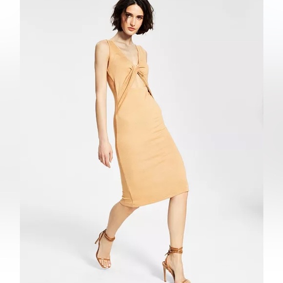 LNA REVOLVE Jonas Twist Front Camel Organic Modern MIDI Dress - Picture 1 of 6